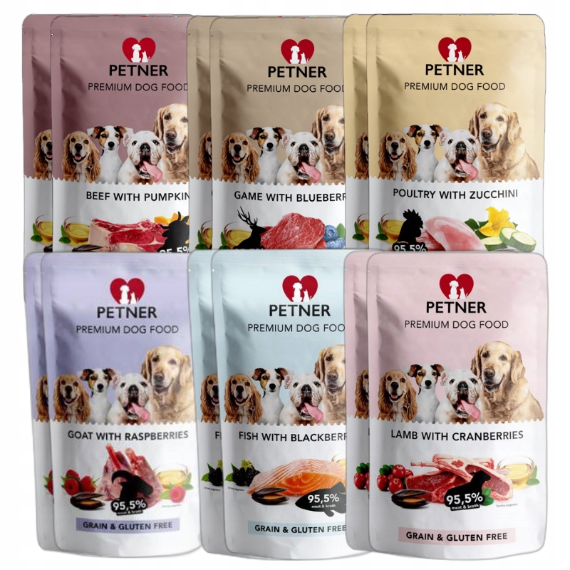 Petner Adult Dog - Mix Smaków 6X500g 